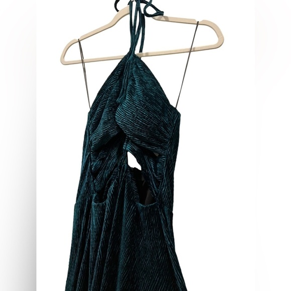NWT PATBO Textured Velvet Lace-up Maxi Dress Prussian Green - Picture 11 of 17